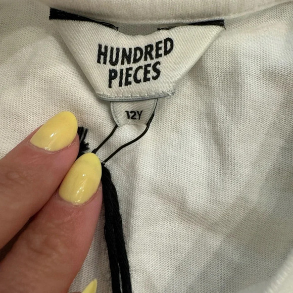 NWT Hundred Pieces “It Comes in Pieces” Long Sleeve White T-Shirt - Picture 6 of 10